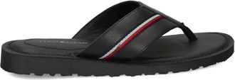 Tommy Hilfiger Leren teenslippers - Zwart