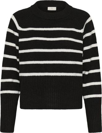 Kaffe Rondgebreide trui - Dames - Ronde hals truien - Zwart - 2XL - Truien & Vesten