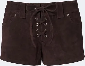 Staud Geo suede shorts