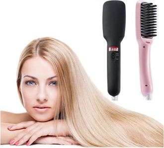 Trade Shop Trade Shop - Spazzola Ionica Elettrica Riscaldante Lcd Snoda Liscia Capelli Lisci 2 In 1 Ptc
