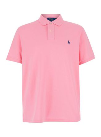 Polo Ralph Lauren Regular Fit Pink Polo Shirt With Pony Detail On The Front In Cotton Piquet Man