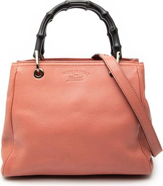 Gucci Pre-owned Gucci Small Calfskin Bamboo Shopper Satchel Ladies 336032 520981
