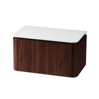 Royal Plaza Terra Badkamermeubelset - 80x46.2x46cm - solid surface topblad wit mat - 2 lades - kastanje (walnoot)