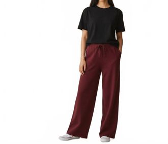 JUMPER 1234 Merino Wide Leg Joggers In Burgundy
