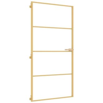Berkfield Home Interior Door Slim Golden 102.5x201.5 cm Tempered Glass & Aluminium in Gold