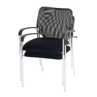 Hhg Hhg - Nunca Usado] Juego De 2 Sillas De Visita Tulsa, Silla De Conferencia Apilable, Tela/textil, Asiento Negro, Respaldo Negro