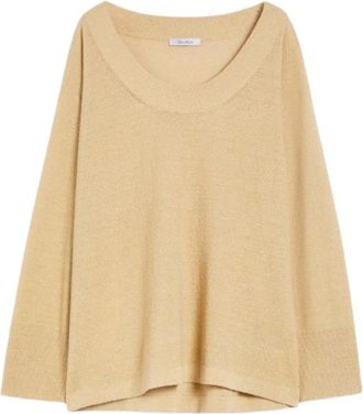 Max Mara Truien & Vesten, Dames, Beige, M, Linnen, Zijde en linnen mix knitwear