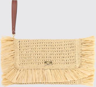 Anya Hindmarch Clutch Anya Hindmarch in rafia crochet con profili sfrangiati