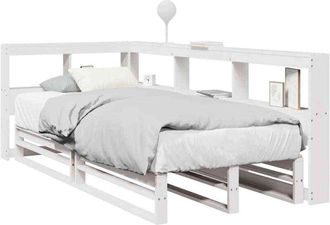 vidaXL Cama Con Estanter&iacute;a Sin Colch&oacute;n Madera Maciza Blanco 90x200 Cm Vidaxl