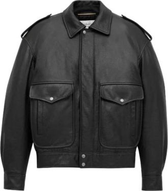 Saint Laurent Dames, Jassen, Zwart, Maat: S Leer