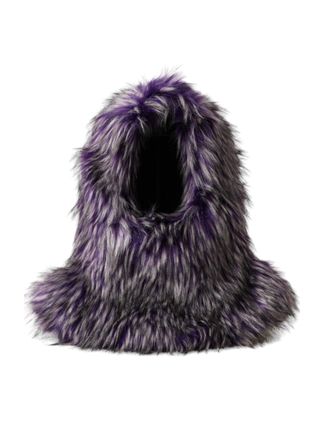 Dolce & Gabbana Womens Purple Faux Fur Whole Head Wrap Hat Acrylic Modacrylic Polyester
