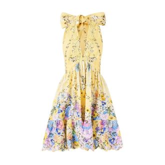 Camilla Midi Dresses, female, Yellow, Size: M Ruffle Hem Halter Short Dress