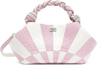 Ganni Tassen, Dames, Roze, ONE Size, Leer, Gevlochten Handtas met Handvat