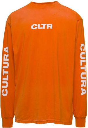 Cultura Cultura, Hoodies & sweatvesten, Heren, Oranje, XL, Sweatshirt met ronde hals en contrasterende CLTR-print in jersey
