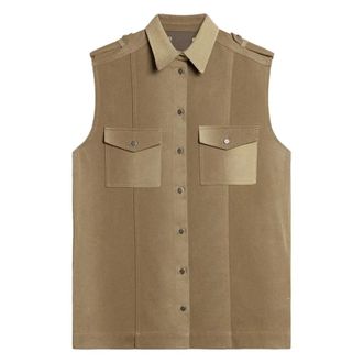 Golden Goose Vests, female, Green, Size: M Denim Shirt Dress Sleeveless Wash