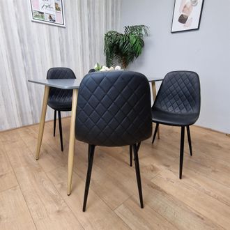 Kosy Koala Modern Rectangle Dark Grey Dining Table Set With 4 Black Chairs Dining Room Furniture