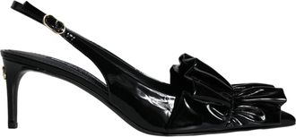 Dolce & Gabbana Black Patent Leather Heels Slingback Womens Shoes