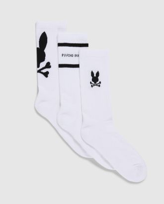 Psycho Bunny Mens 3 Pack Sport Sock 100 WHITE / O/S