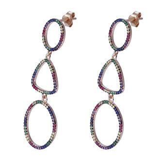 Orphelia Aura WoMens 925 Sterling Silver Drop Earrings - Rose ZO-7461 - One Size