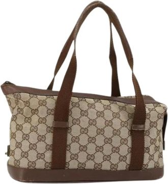 Gucci Pre-owned Handbags, female, Beige, Size: ONE SIZE Pre-owned Vintage Canvas Handbag