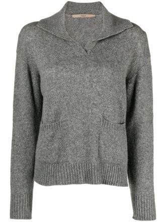 Nuur V-neck fine-knit jumper - women - Camel Hair/Nylon/Merino - L - Grey