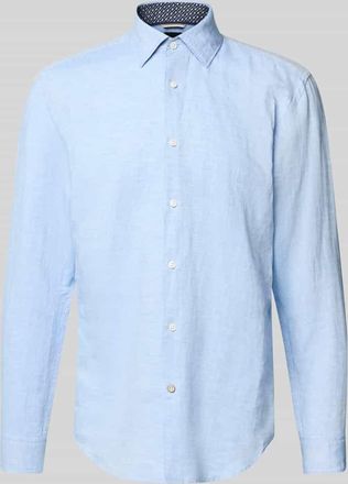 HUGO BOSS Casual Fit Businesshemd aus Leinen-Baumwoll-Mix in Hellblau, Gr&ouml;&szlig;e 42