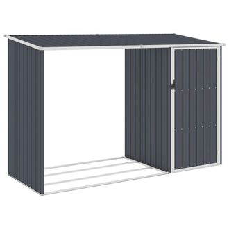 Berkfield Home Garden Firewood Shed Anthracite 245x98x159 cm Galvanised Steel in Black | Size: 245 x 98 x 159 cm