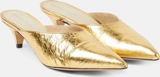 Khaite River metallic leather mules