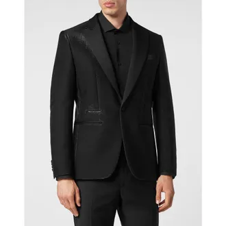 Philipp Plein Lurex Blazer Lord Fit Sartorial Men in Black at Nordstrom, Size 58
