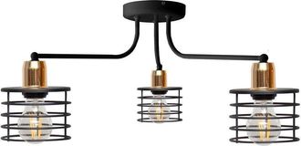 Netlighting Edison Multi Arm Semi Flush Ceiling Light Black Copper 65cm