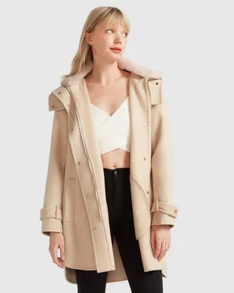 Belle & Bloom Heavy Hearted Detachable Hooded Coat in Pale Oat at Nordstrom, Size X-Small