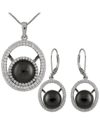 Splendid Pearls Silver 10mm Pearl CZ Set