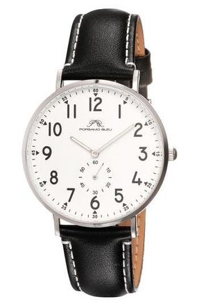Porsamo Bleu Rowan Leather Strap Watch, 40mm in Black at Nordstrom Rack