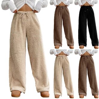 Generic Womens Tracksuit Bottoms Winter Plush Fluffy Joggers for Women Wide Leg Yoga Jogging Sport Trousers Casual Comfy Soft Fleece High Waist Workout Wide B