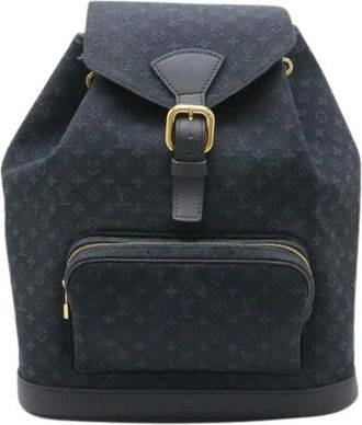 Louis Vuitton Pre-owned Monogram Mini Montsouris GM Rugzak - Dames - Vintage Rugzakken - Blauw - ONE Size - Leer - Vintage