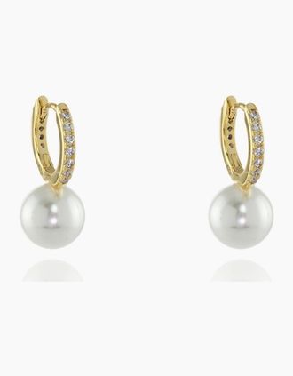 Cachet London Womens Cachet London Persia 10mm Pearl Gold Hoop - White