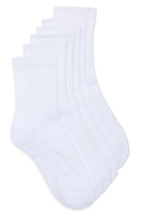 Nordstrom Everyday 3-Pack Demi Crew Socks in White at Nordstrom, Size 9