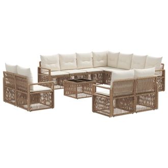 vidaXL Conjunto De Sof&aacute;s De Jard&iacute;n 12 Pcs Beige Rat&aacute;n Sint&eacute;tico Vidaxl