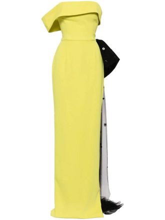 Saiid Kobeisy Crepe Off-Shoulder Dress With A Tulle Bow