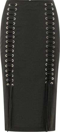 Pinko Pinko, Rokken, Dames, Zwart, XL, Leer, Gem Midi Rok