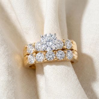 Pompeii3 2 3/4 ct Diamond Engagement Wedding Ring Set 14k Yellow Gold Lab Grown Size Selectable
