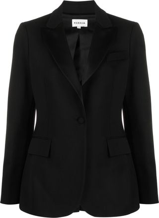 P.A.R.O.S.H. Black Tailored Textured Wool Blend Blazer