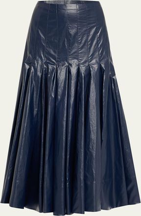 Proenza Schouler Petra Pleated Lacquered Cotton Skirt