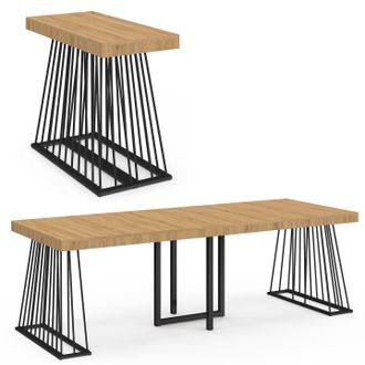 IDMarket Consolle Allungabile Yuna, 10 Posti, 235 Cm, Con Piano In Legno E Gamba In Filo Metallico Nero