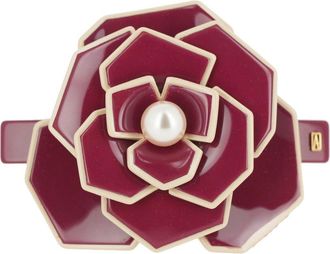 Alexandre de Paris Art deco camelia flower hair acetate barette in Burgundy at Nordstrom