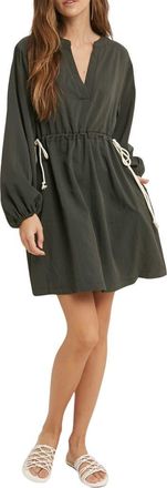 Wishlist Long Sleeve Drawstring Dress in Charcoal at Nordstrom Rack, Size Medium