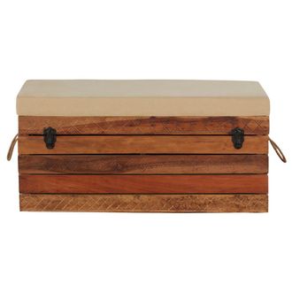 Maisons du monde Banco ba&uacute;l de mango y algod&oacute;n beige oscuro