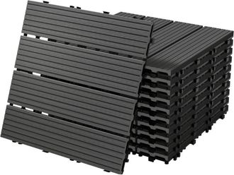 ECD Germany Ecd Germany - Baldosas De Patio Wpc De 30x30 Cm 11 Piezas Por 1m&sup2; Con Aparencia De Madera Antracita Con Sistema De Drenaje Y Instalaci&oacute;n Mediante Clic