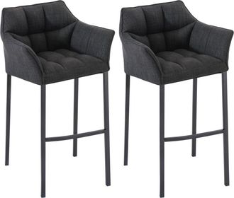 Clp Clp - Set De 2 Taburete De Bar Damaso En Tela Con Base De 4 Patas Gris Oscuro Negro