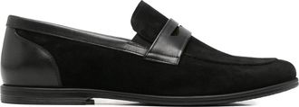 Alberto Gozzi Black Low-Profile Leather Detail Leather Flats